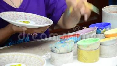 绘画陶瓷本吉隆传统泰五种基本色风格陶器